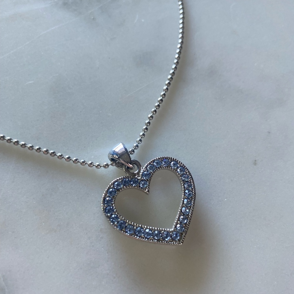 Sparkly Blue Heart Necklace